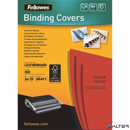 Hátlap, A4, 250 g, matt, FELLOWES "Delta", piros, 25 db