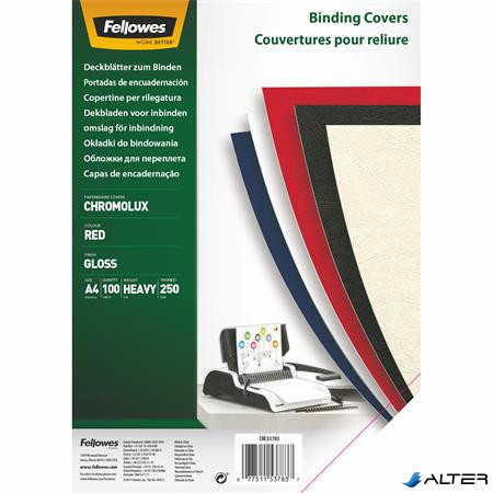 Hátlap, A4, 250 g, fényes, FELLOWES "Chromolux", piros