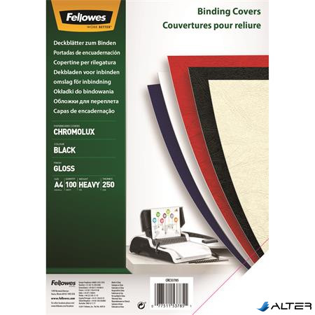 Hátlap, A4, 250 g, fényes, FELLOWES "Chromolux", fekete