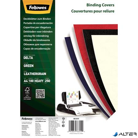 Hátlap, A4, 250 g, matt, FELLOWES "Delta", zöld, 100 db
