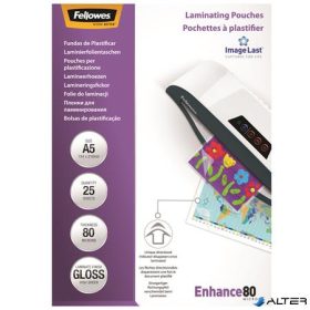 Meleglamináló fólia, 80 mikron, A5, fényes, 25 db,  FELLOWES