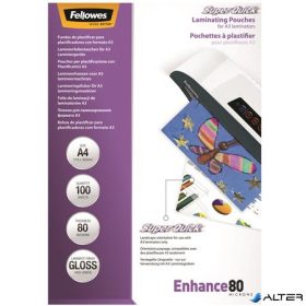 Meleglamináló fólia, 80 mikron, A4, SuperQuick, fényes, FELLOWES