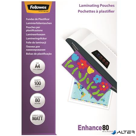 Meleglamináló fólia, 80 mikron, A4, matt, 100 db, FELLOWES