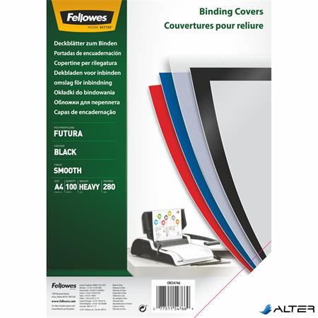 Hátlap, A4, 280 mikron, polipropilén, matt, FELLOWES "Futura", fekete