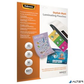   Meleglamináló fólia, 80 mikron, A3, matt, 25 db, FELLOWES, "Admire Stylish"