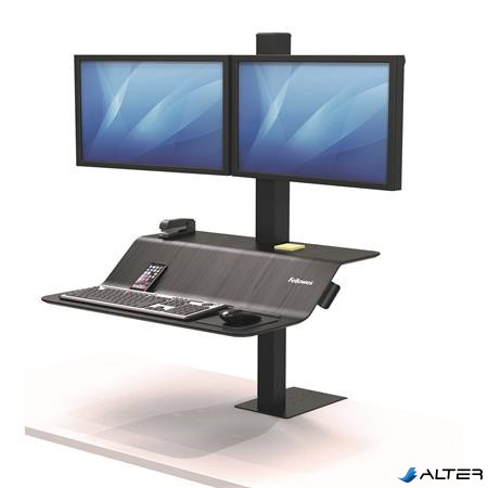 Ülő/álló munkaállomás, FELLOWES, 'Lotus™ VE', két monitorhoz