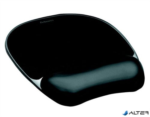 Egéralátét csuklótámasszal, géltöltésű, FELLOWES "Crystal™ Gel", fekete
