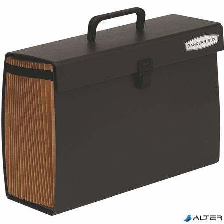 Harmonikatáska, karton, 19 rekeszes, FELLOWES "Bankers Box Handifile", fekete