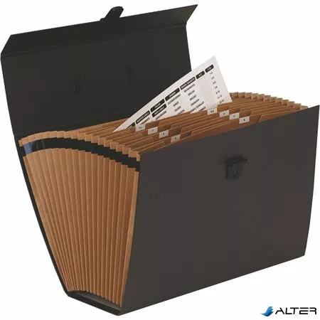 Harmonikatáska, karton, 19 rekeszes, FELLOWES "Bankers Box Handifile", fekete