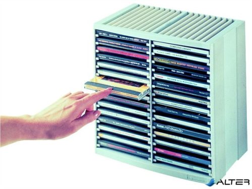 CD-tároló, automata kiemelőrendszerű, 30+18 db-os, FELLOWES 'Spring', platinaszürke