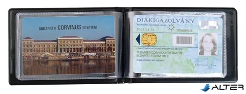 Igazolványtartó, 8 betét lappal, VICTORIA OFFICE, fekete