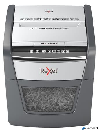 Iratmegsemmisítő, konfetti, 45 lap, REXEL "Optimum AutoFeed 45X"