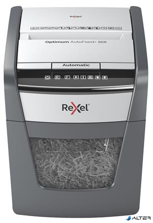 Iratmegsemmisítő, konfetti, 50 lap, REXEL, "Optimum AutoFeed+ 50X"