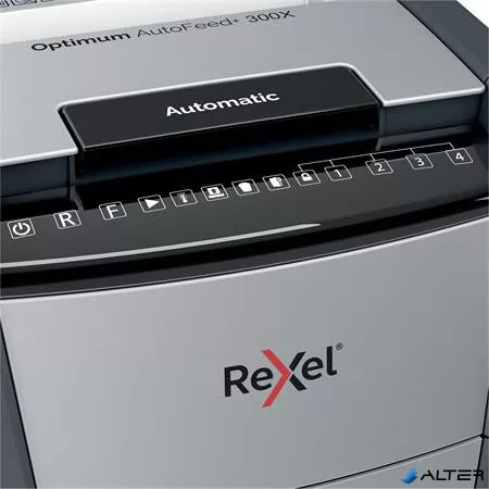 Iratmegsemmisítő, konfetti, 300 lap, REXEL, "Optimum AutoFeed+ 300X"
