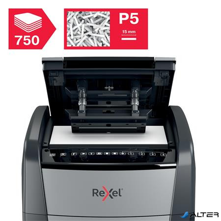 Iratmegsemmisítő, mikrokonfetti, 750 lap, REXEL "Optimum AutoFeed+ 750M"