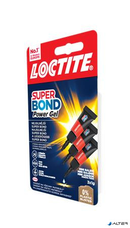 Pillanatragasztó gél, 3 x 1 g, HENKEL 'Loctite Super Bond POWER Gél Mini Trio'