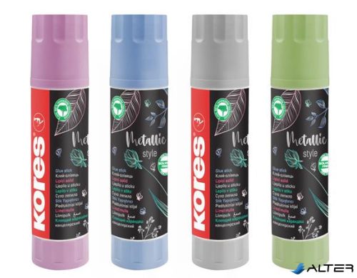 Ragasztóstift, metál színű tokban, 20 g, KORES "Metallic Style"