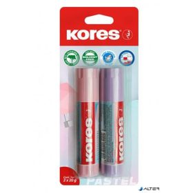   Ragasztóstift, pasztell színű tokban, 2x20 g, KORES, vegyes színek