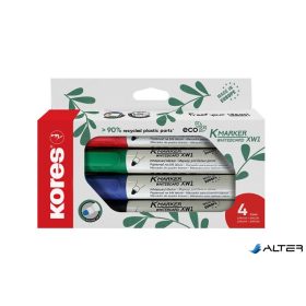   Tábla- és flipchart marker készlet, 3 mm, kúpos, KORES 'ECO K-Marker XW1', 4 különböző szín