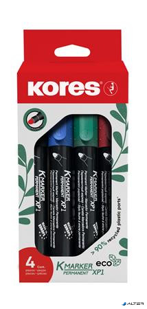 Alkoholos marker készlet, 3 mm, kúpos, KORES 'Eco K-Marker', 4 különböző szín