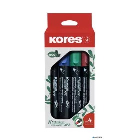   Alkoholos marker készlet, 3-5 mm, vágott, KORES 'ECO K-Marker XP2', 4 különböző szín