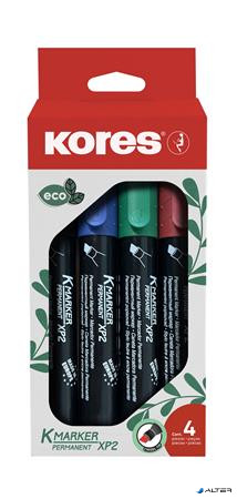 Alkoholos marker készlet, 3-5 mm, vágott, KORES 'ECO K-Marker XP2', 4 különböző szín