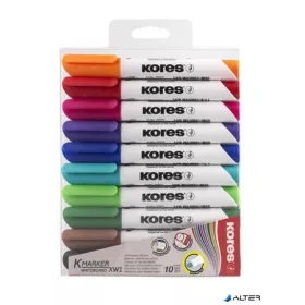   Tábla- és flipchart marker készlet, 3 mm, kúpos, KORES 'K-Marker XW1', 10 különböző szín