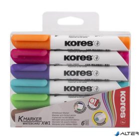   Tábla- és flipchart marker készlet, 3 mm, kúpos, KORES 'K-Marker XW1', 6 különböző szín