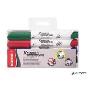   Tábla- és flipchart marker készlet, 3 mm, kúpos, KORES 'K-Marker XW1', 4 különböző szín