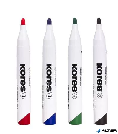 Tábla- és flipchart marker készlet, 3 mm, kúpos, KORES 'K-Marker XW1', 4 különböző szín