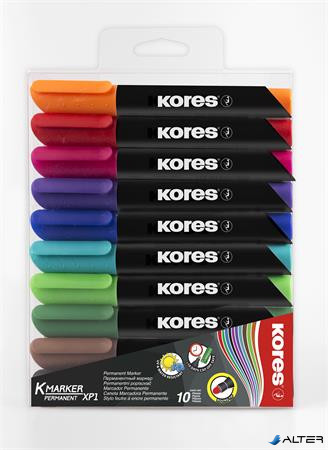 Alkoholos marker, 3 mm, kúpos, KORES "K-Marker XP1", 10 különböző szín