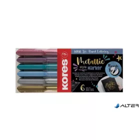   Ecsetirón készlet, KORES "Metallic Style", 6 metál szín