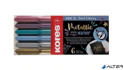 Ecsetirón készlet, KORES "Metallic Style", 6 metál szín