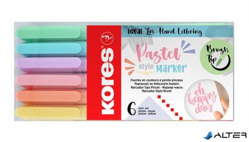 Ecsetirón készlet, KORES "Pastel Style", 6 pasztell szín