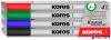 Tábla- és flipchart marker készlet, 1-3 mm kúpos, KORES 'K-Marker', 4 különböző szín