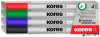 Tábla- és flipchart marker készlet, 1-3 mm kúpos, KORES "K-Marker W1", 4 különböző szín
