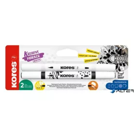   Dekormarker készlet, akril, 1-2 mm, kétvégű, KORES ' K-Kreative', 2 különböző szín