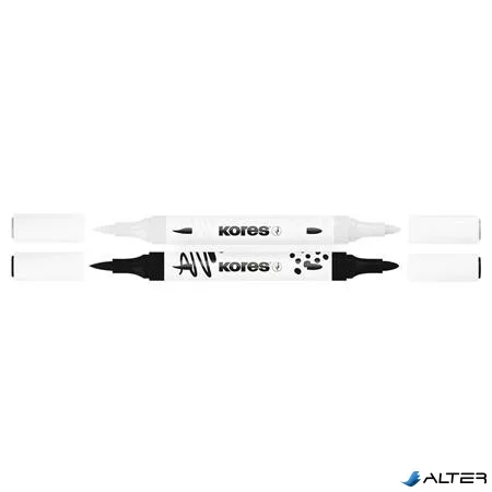 Dekormarker készlet, akril, 1-2 mm, kétvégű, KORES " K-Kreative", 2 különböző szín