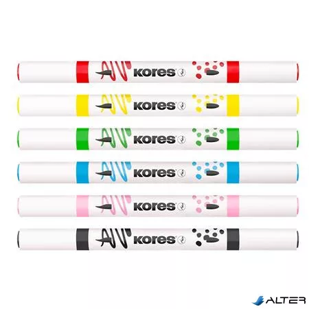 Dekormarker készlet, akril, 1-2 mm, kétvégű, KORES " K-Kreative", 6 különböző szín