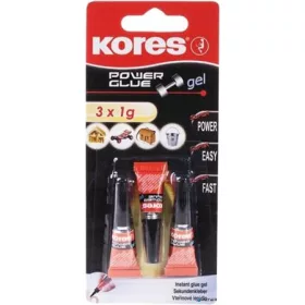   Pillanatragasztó gél, 3x1 g, KORES "Power Glue Gel"