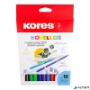 Filctoll készlet, kimosható, KORES "Korellos", 12 különböző szín