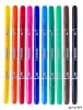 Filctoll készlet, 1-3 mm, kétvégű, kimosható, KORES 'Korellos 2in1', 10 különböző szín