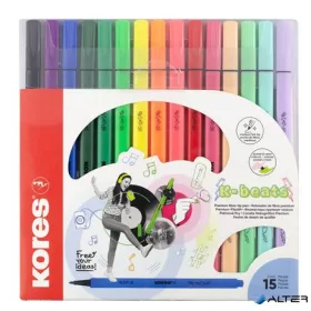   Filctoll készlet, kimosható, KORES 'K-beats', 15 különböző szín