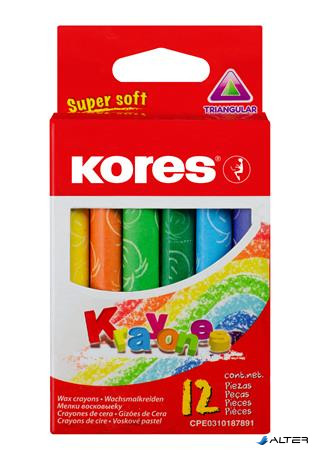 Zsírkréta, háromszögletű "KORES", 12 darabos