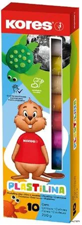 Gyurma, 200 g, 10 szín, KORES "Plastilina"