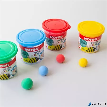 Gyurma,160 g, levegőre száradó, 4 szín, KORES "Magic Clay"