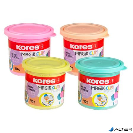 Gyurma,160 g, levegőre száradó, 4 pasztell szín, KORES "Magic Clay"
