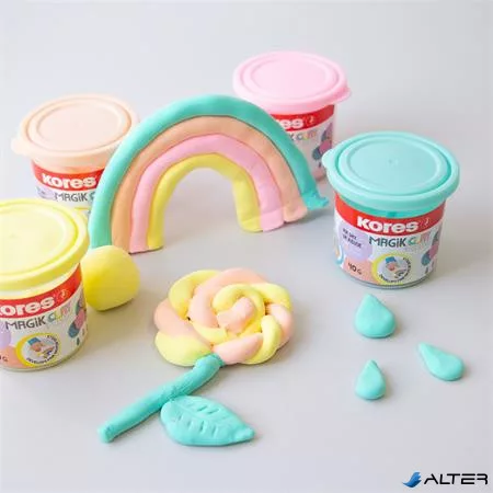 Gyurma,160 g, levegőre száradó, 4 pasztell szín, KORES "Magic Clay"