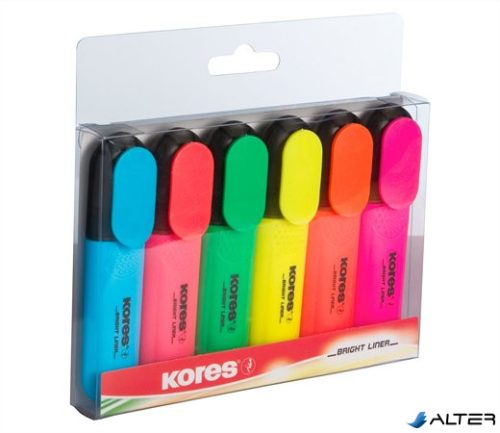 Szövegkiemelő készlet, 0,5-5 mm, KORES, 6 különböző szín