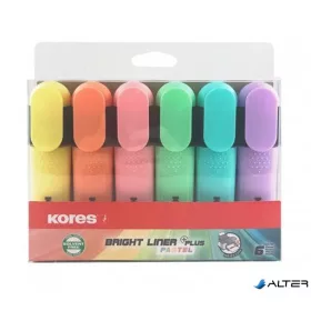   Szövegkiemelő készlet, 0,5-5 mm, KORES 'Bright Liner Plus Pastel', 6 különböző szín